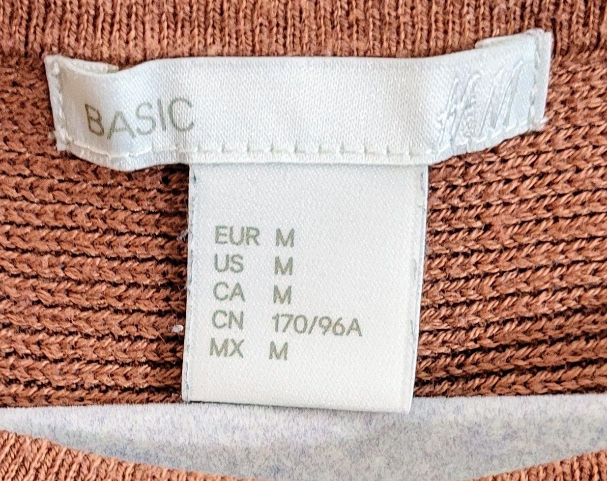Bluzka H&M dziana wełna 2% rozmiar M Basic brązowa rdzawa