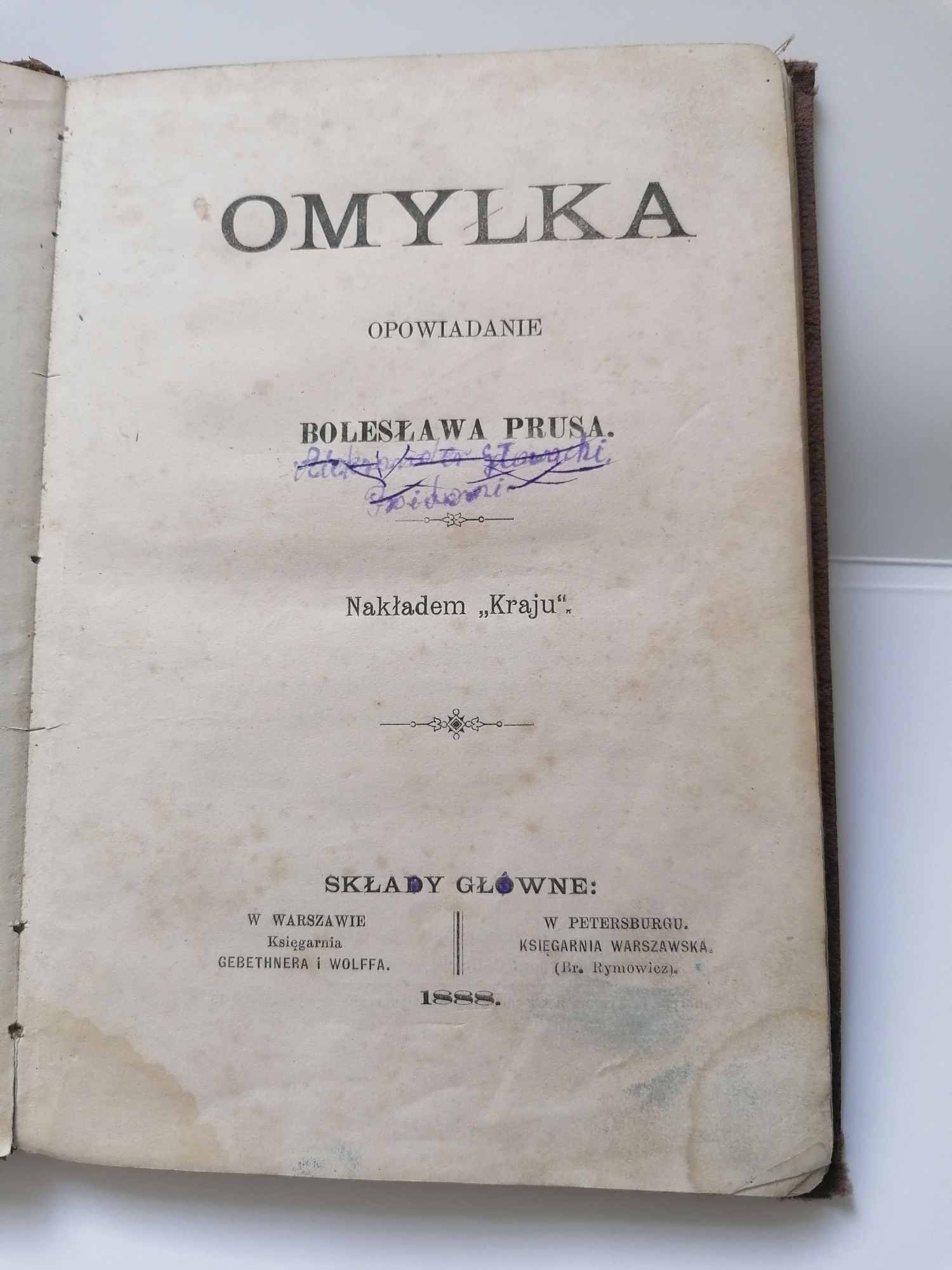 Omyłka Bolesława Prusa z roku 1888