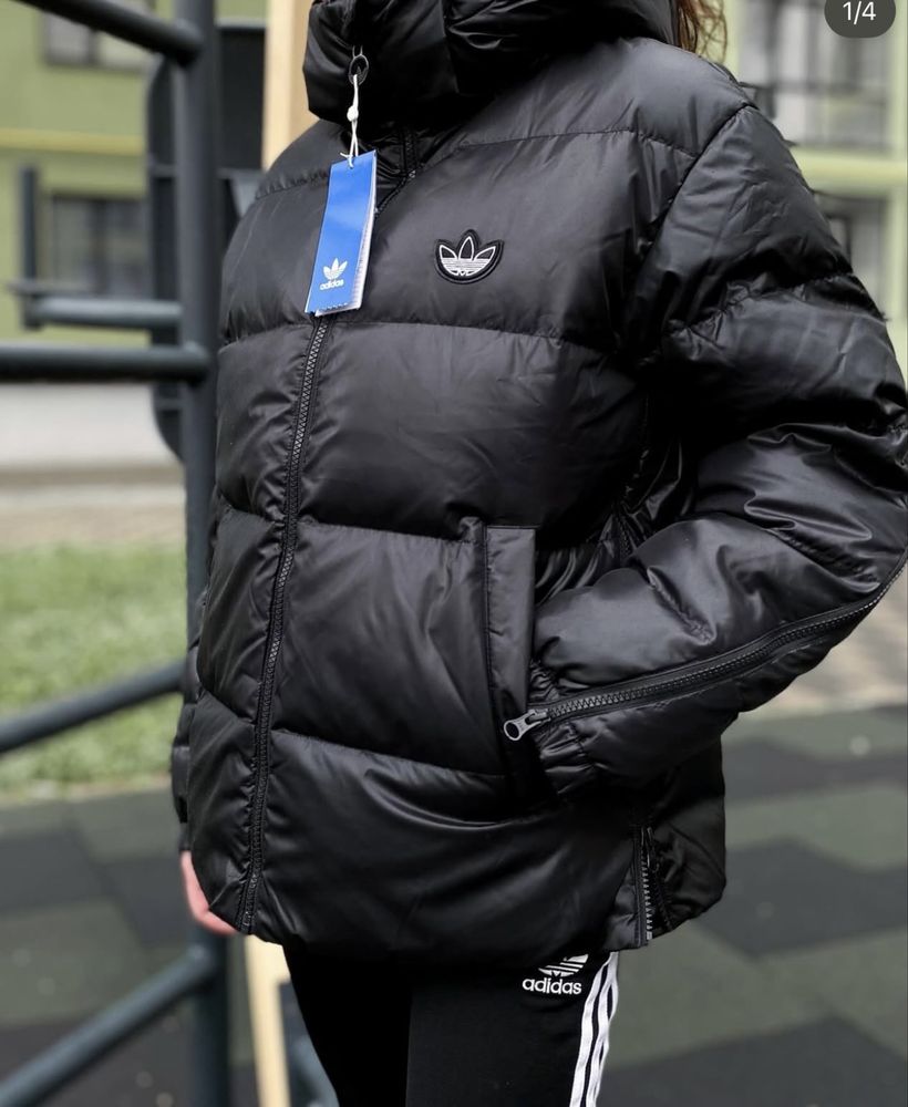 Зимова жіноча куртка пуховик adidas originals down чорна