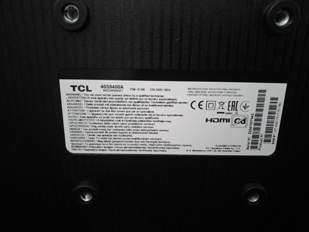 Telewizor TCL 40" Android, świetny stan, bez uszkodzeń