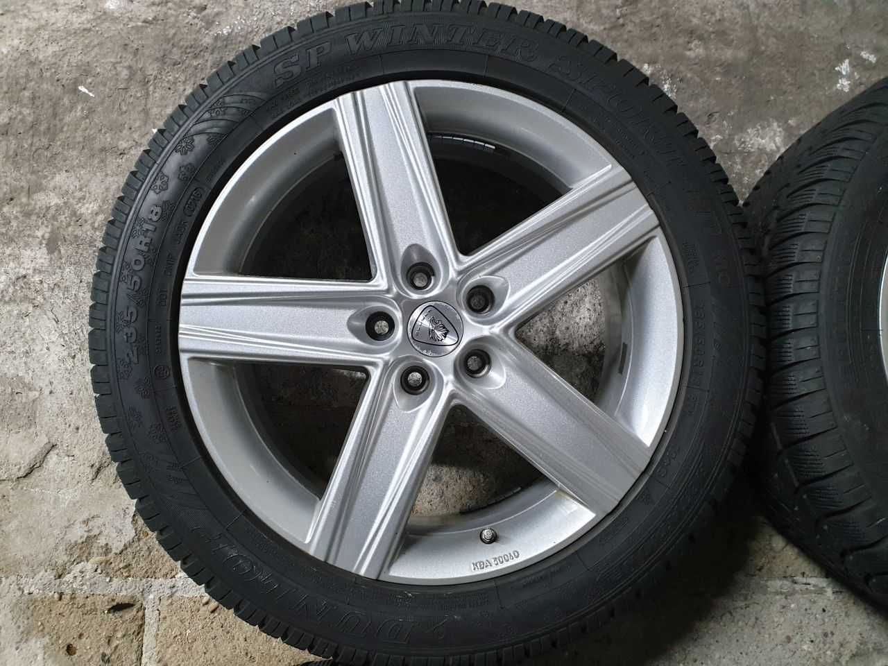 Felgi alu Aluett R18 5x112 opony zimowe 235/50R18 Dunlop 5,6mm