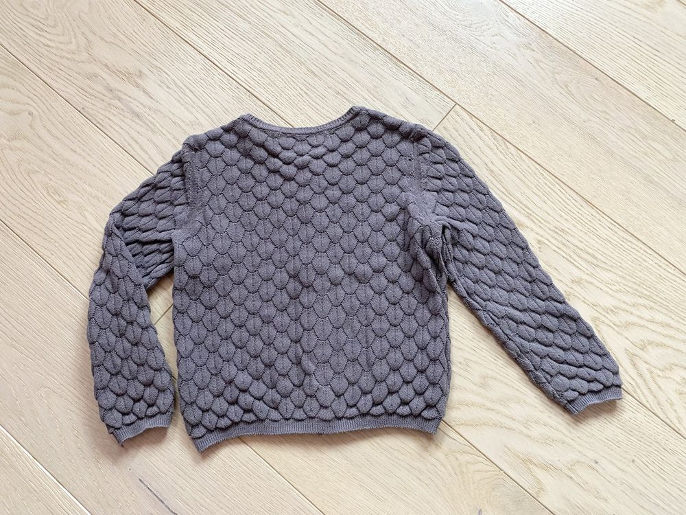 Ażurowy sweterek H&M guziczki 2-4 lata 98-104 szary brąz