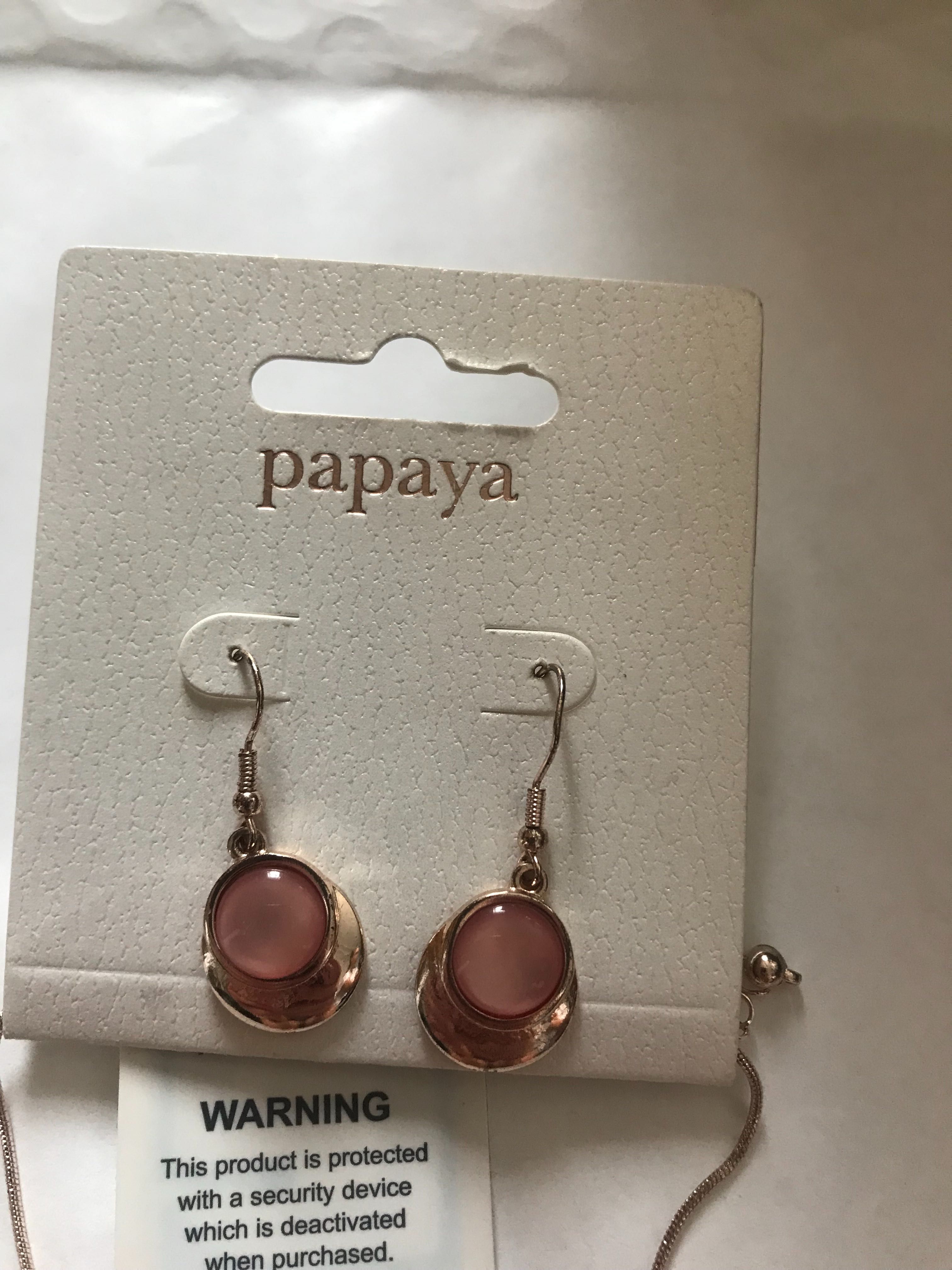 Zestaw Papaya biżuteria różowe złoto Gold Rose naszyjnik +kolczyki