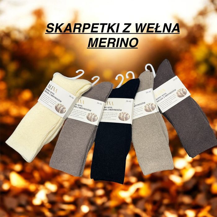Skarpety z wełną Merino rozmiar 35 do 39 mix kolorów 5 szt