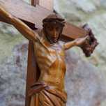 Stary Neogotycki Rzeźbiony Mahoń Krzyż Krucyfiks Chrystus Pasyjka 60cm