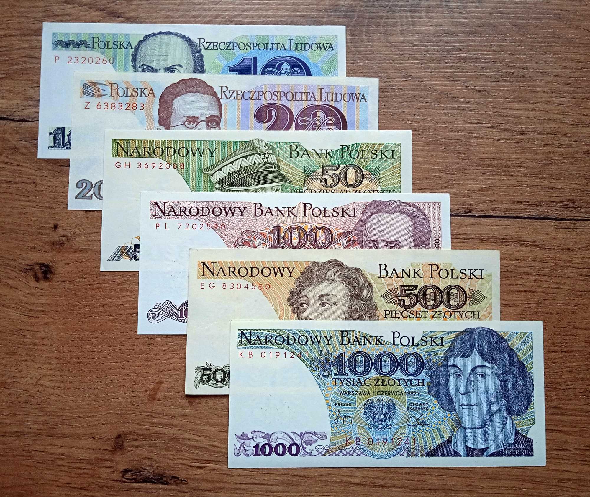 Banknoty PRL zestaw 6 szt.  st. UNC