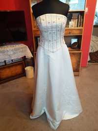 Suknia ślubna ecru zdobiony gorset r.36