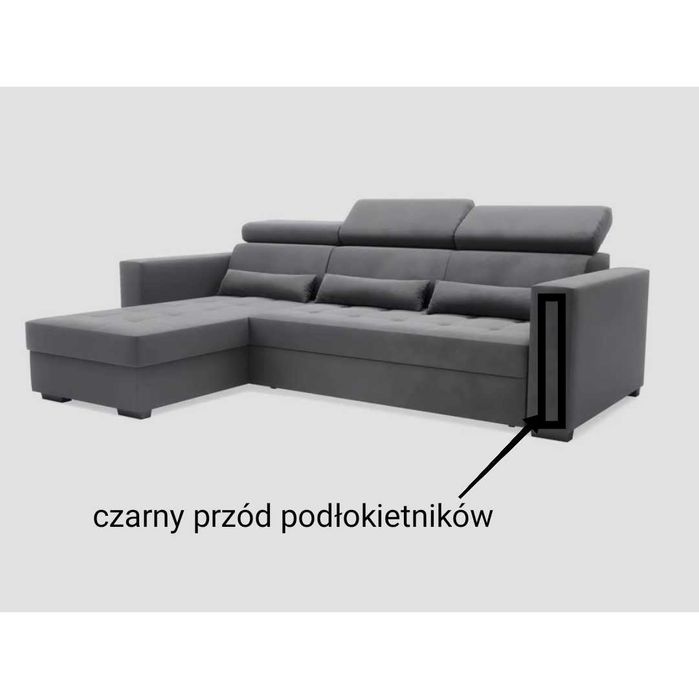 Narożnik Agata jak nowy, regulowane zagłówki, rozkładany