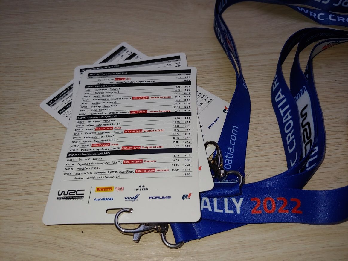 Bilet + Smycz Pamiątkowa z Rally Croatia 2022 Wrc oryginał