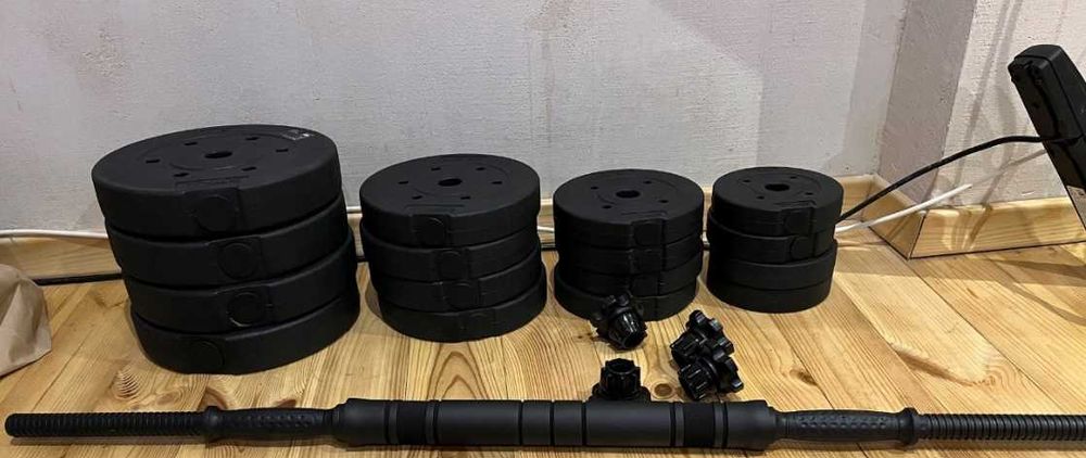 Nowe Hantle Treningowe Zestaw 2x20kg do Ćwiczeń Regulowane + Sztanga