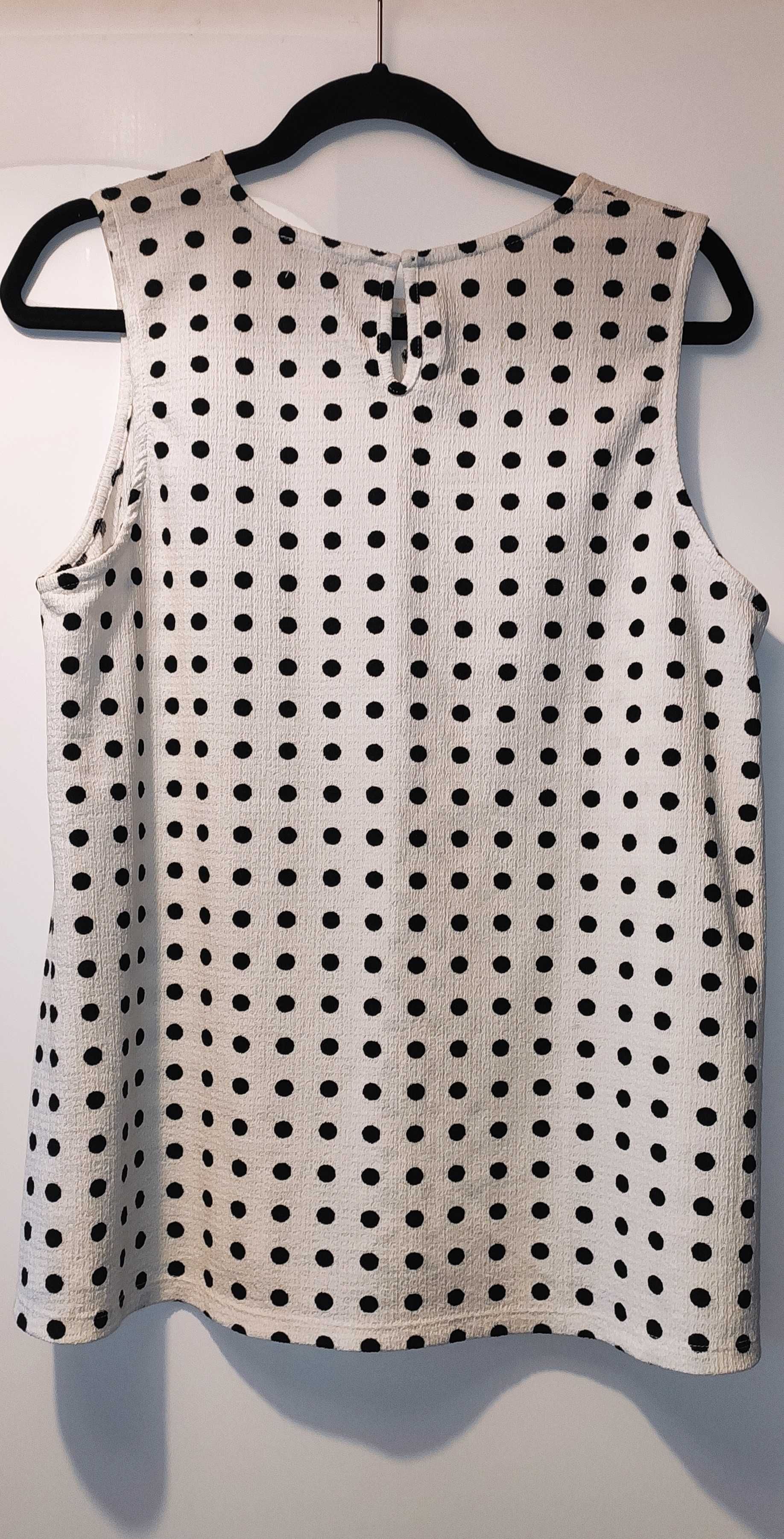 Biały top bluzka czarne kropki grochy RESERVED 42/XL