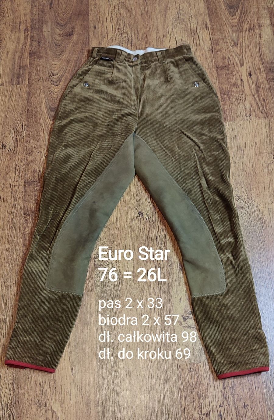 Bryczesy Euro Star - sztuksowe - rozm. 76 / 26L pas 66 cm