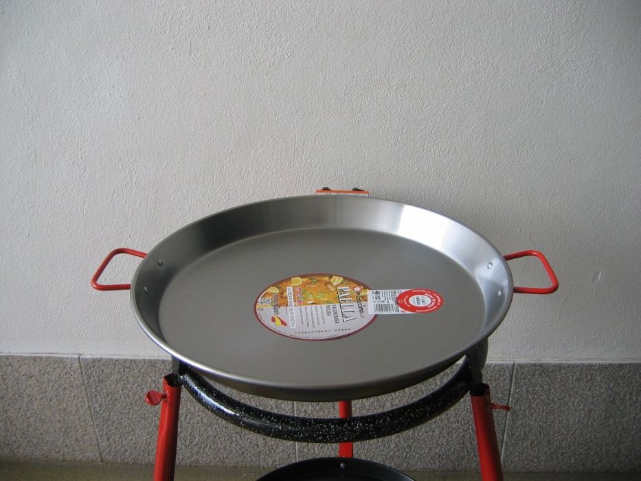 conjunto Kit Paelleira fogão paella queimador e paelha