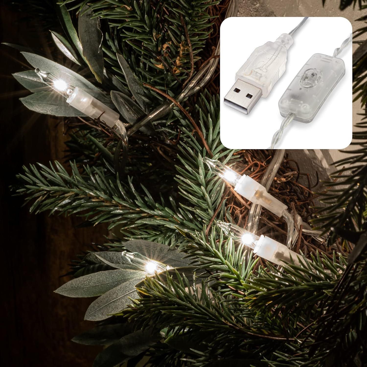 Lampa LED USB 10 ciepłych światełek | 108 cm | Dekoracja całoroczna