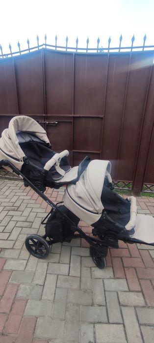 Коляска 2 в 1 для двійні Bair Kiwi DUO ECO BKD-33 капучино