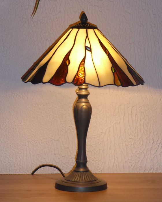 Śliczna LAMPA WITRAŻOWA TIFFANY Ø 36 x 53cm, Piękne Kolory, Wro