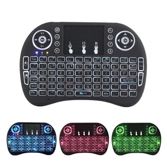 Teclado com rato I8 2.4G Wireless Mini Keyboard, retroiluminado, air