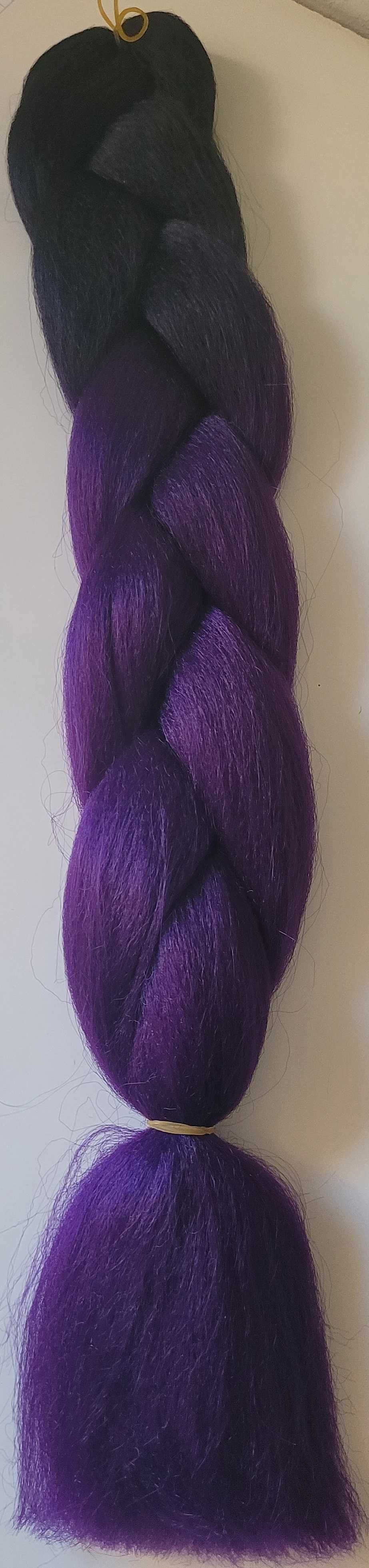 Włosy Syntetyczne kolorowe warkoczyki ombre fioletowo-czarne