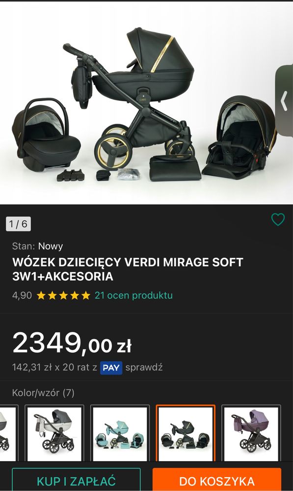 Wózek dziecięcy Verdi Mirage Soft 3w1