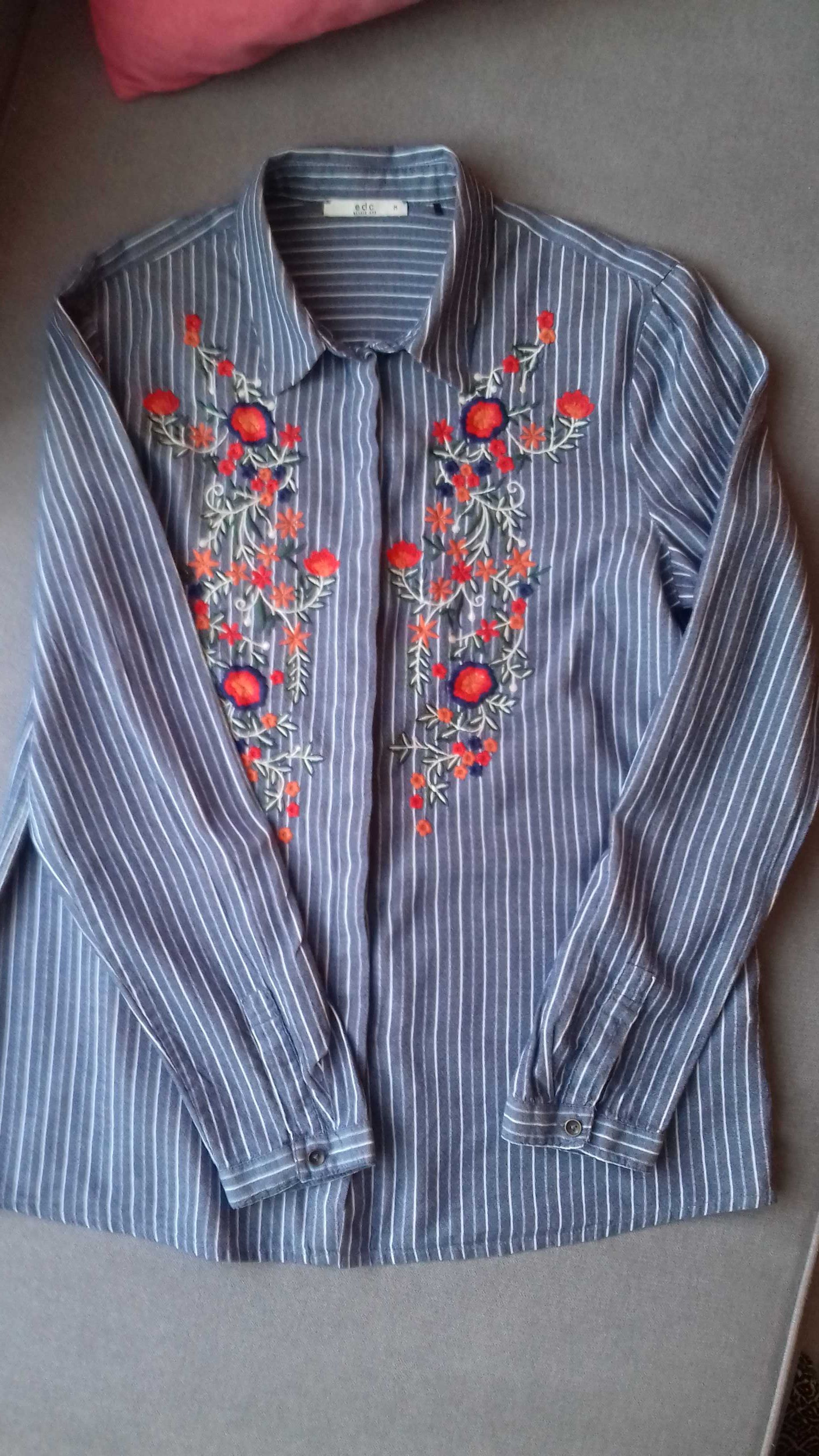 Damska koszula bluzka koszulowa Esprit rozmiar 36/38 z haftem, bawełna