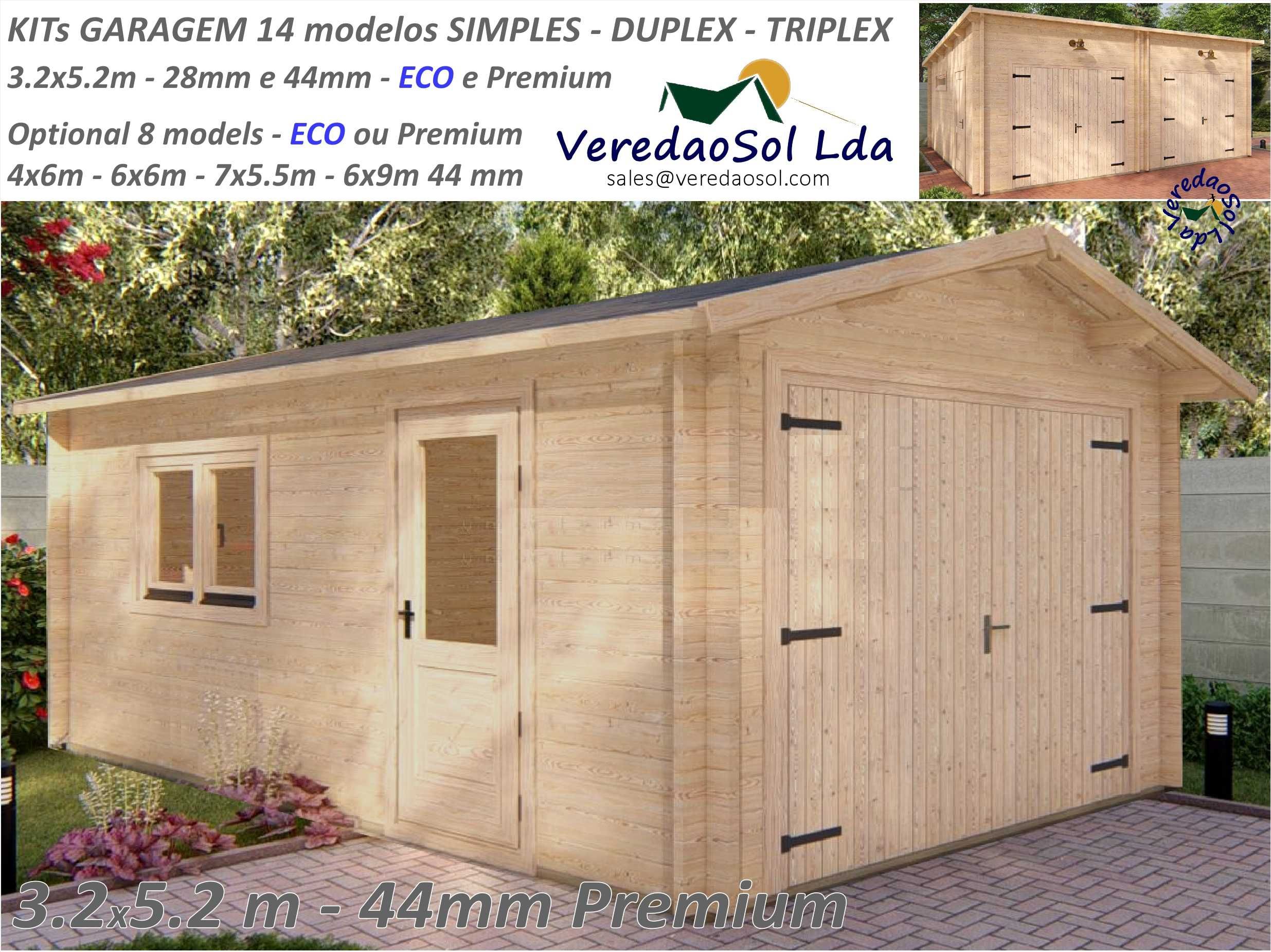 Garagems madeira Pré fabricada mais de 14 Modelos 28 até 44mm