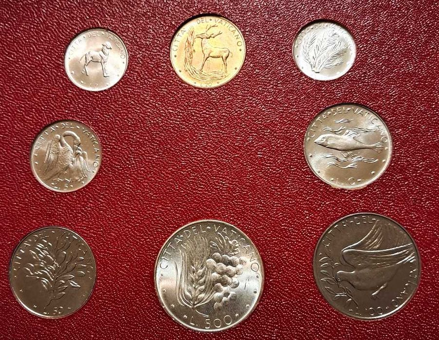 Ватикан річний набір з 8 монет 1975 рік.