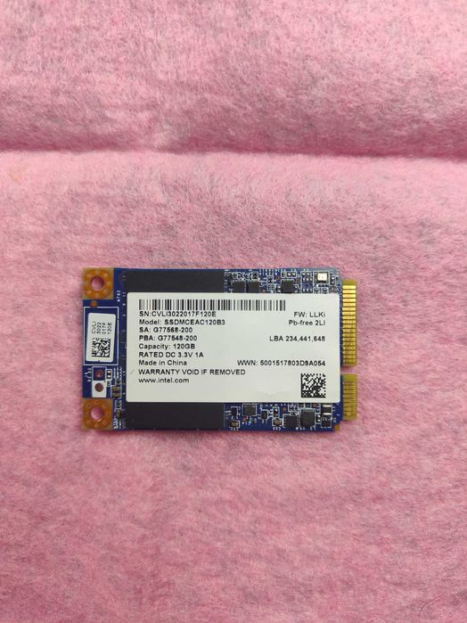 Нерабочий mSATA SSD 120GB Intel