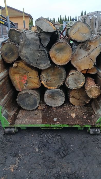 Dąb wałki grube drewno kominkowe opałowe