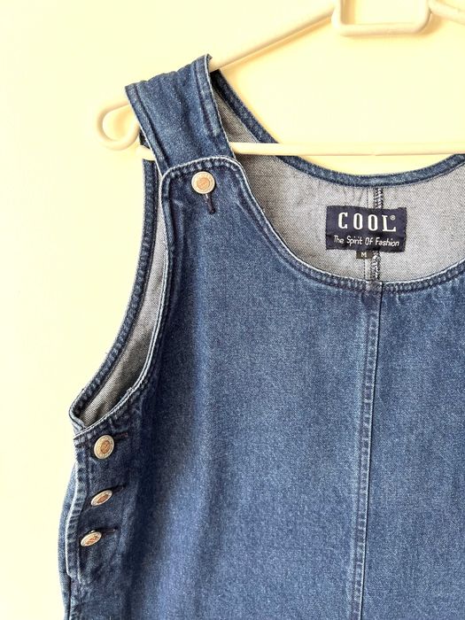 Cool Vintage retro sukienka ogrodniczka jeansowa na szelkach damska M