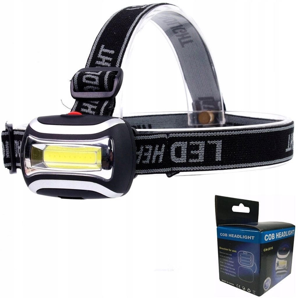 COB HeadLight 3W latarka głowę czołówka czołowa 3xAAA lampka IPX4