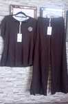 Komplet czekoladowy bluzka ażurowa oversize xl xxl spodnie szwedy luź
