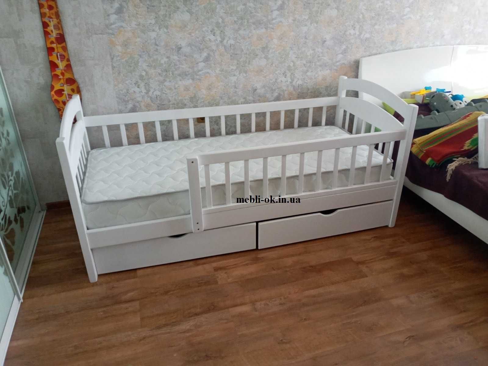 Дитяче ліжко 80х160 та 80х190 з дерева вільха, під лаком та білі