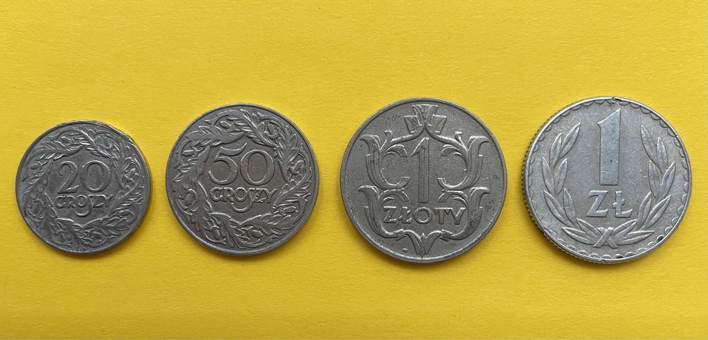 Monety - 20 gr, 50 gr, 1 zł - 1923 r 1929 r 1978 r