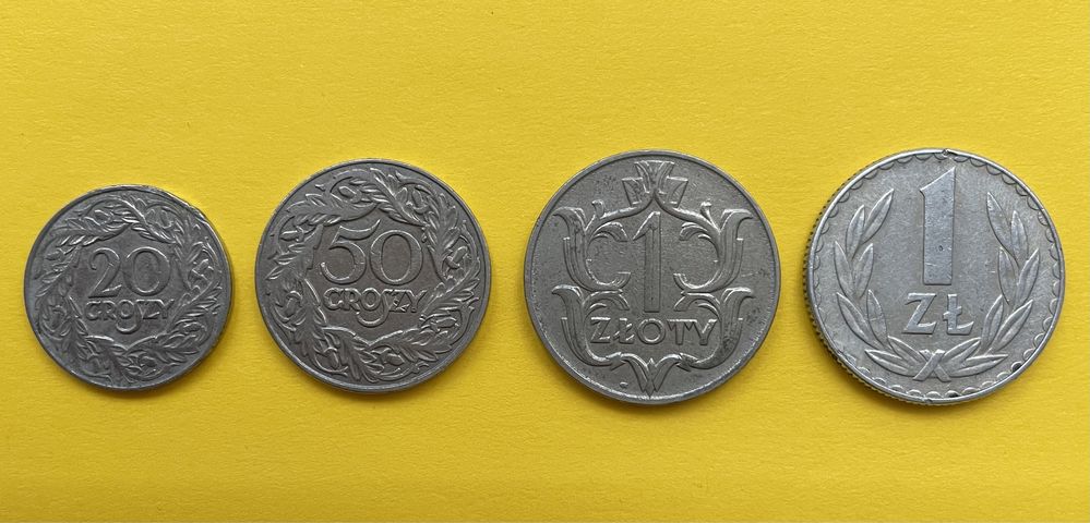 Monety - 20 gr, 50 gr, 1 zł - 1923 r 1929 r 1978 r