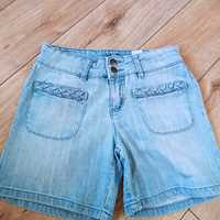 Dżinsowe spodenki szorty blues jeans kieszenie 34