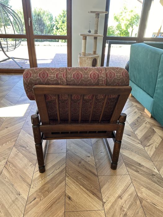 Fotel z PRL niski bardzo ładny stan niski + poduszki lata 70