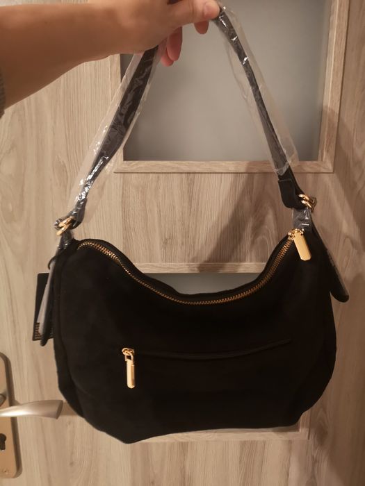 Czarna zamszowa  torebka