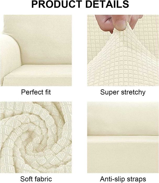 Nowy pokrowiec na sofę czteroosobową/ narzuta 230-300cm kremowy !1647!