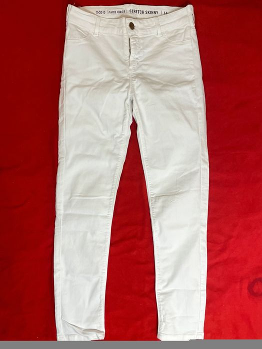 OASIS Białe jeansy stretch skinny, r. 38/40
