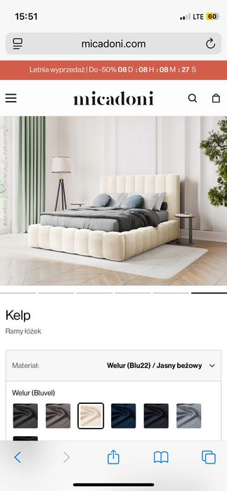 Nowe Łóżko sypialnia 180x200 Kelp micadoni w sklepie 5000zl