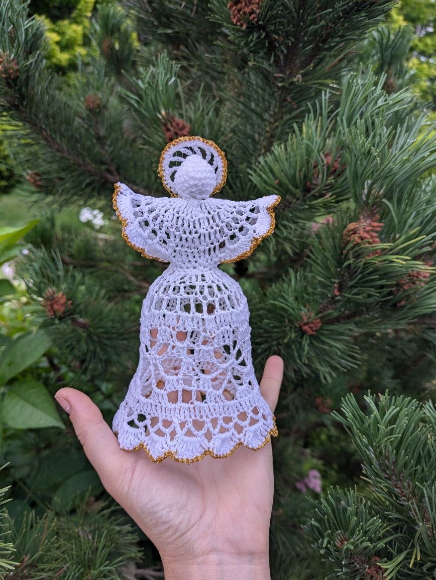 Szydełkowy aniołek handmade moja praca duży 17 cm