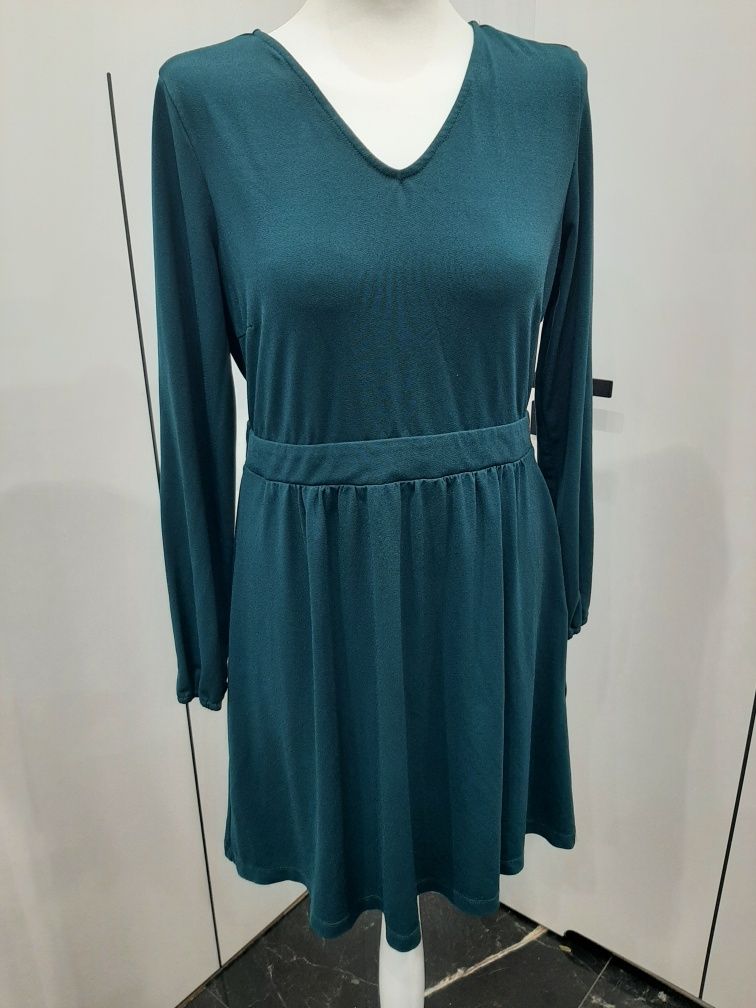 Sukienka ciemno zielona elegancka świąteczna christmas winter S
