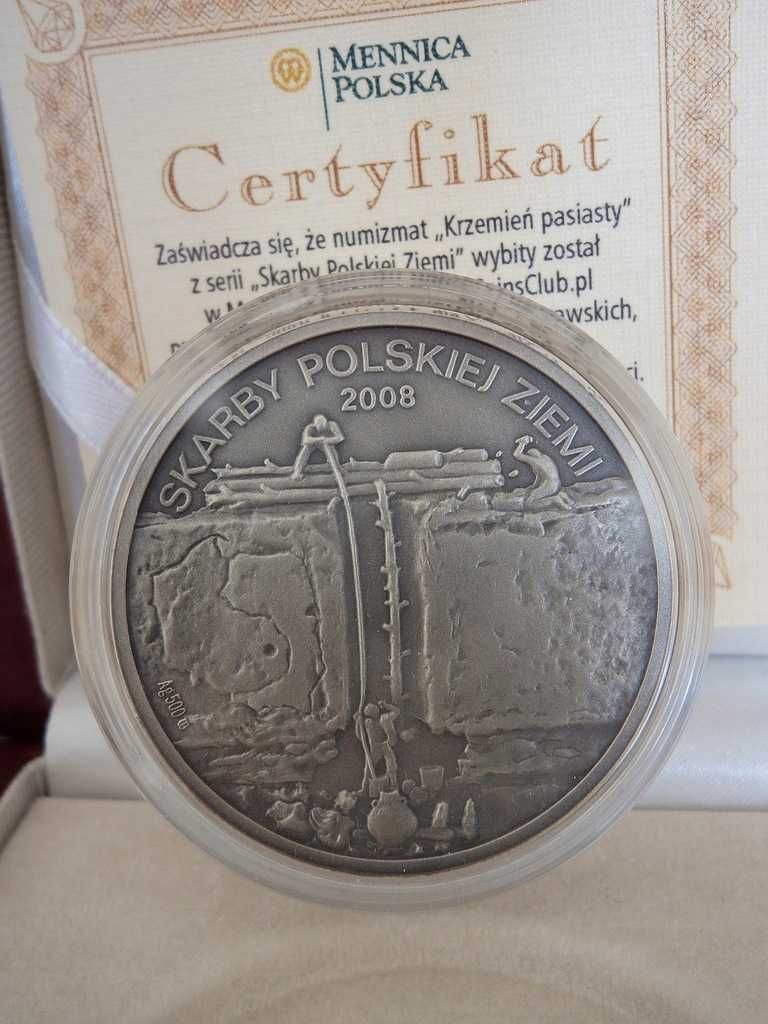 Srebro 350 szt Skarby Polskiej Ziemi Węgiel Kwarc Krzemień CERTYFIKAT