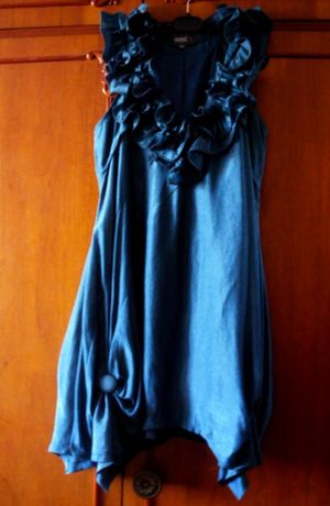 Блузон туника Платье Aprikot нарядное  р.S синий индиго вискоза
