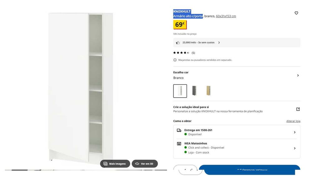 Armário de cozinha novo IKEA KNOXHULT