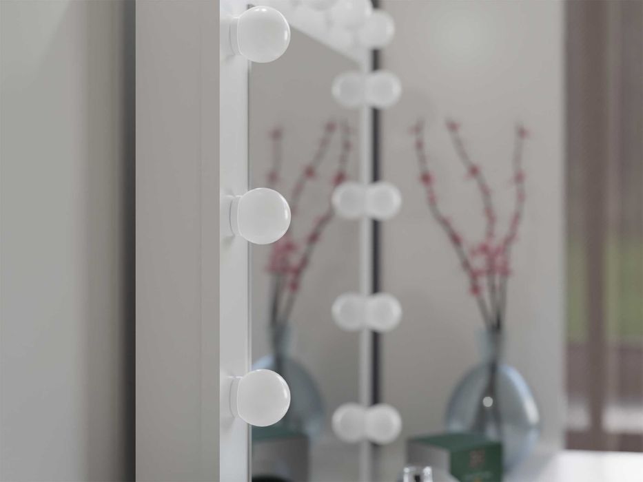 Toaletka Kosmetyczna z Lustrem Oświetlenie MARINA+ Biurko KUBA Kaszmir