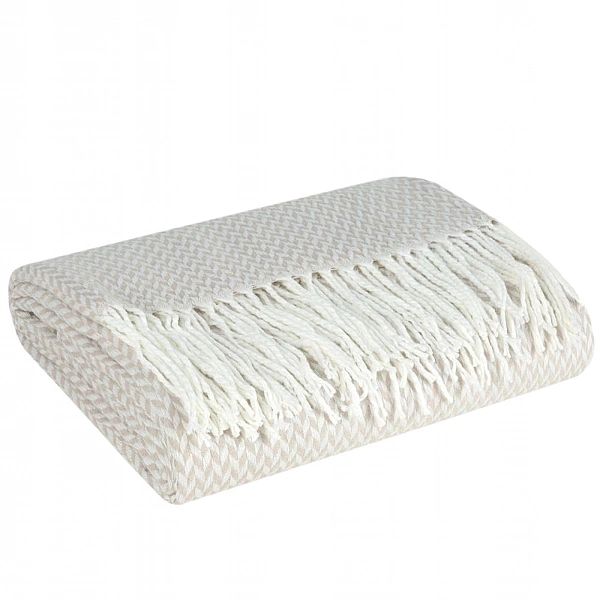 Koc narzuta na łóżko 130x170 Akrylowy Eurofirany Akryl3 Beż