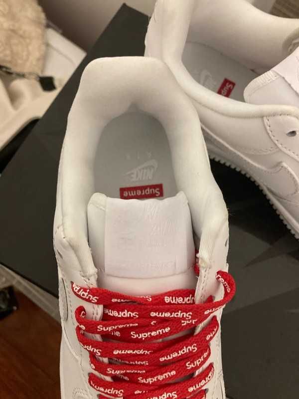 AF1\Powietrze*airDamskieNikeForce1SupremeWhite UnisexTrampki Rozm.38.5