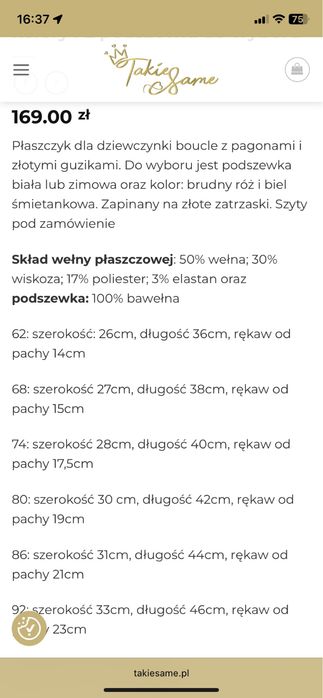 Płaszczyk niemowlęcy 62