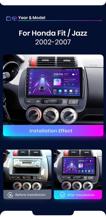 Rádio Android Carplay Honda Jazz Fit 2002-07 WiFi gps Bluetooth 2/32GB